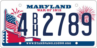 MD license plate 4BH2789