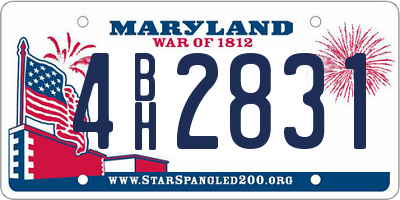 MD license plate 4BH2831