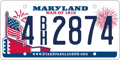MD license plate 4BH2874