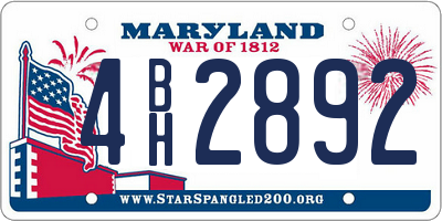 MD license plate 4BH2892