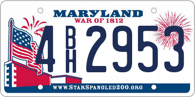 MD license plate 4BH2953
