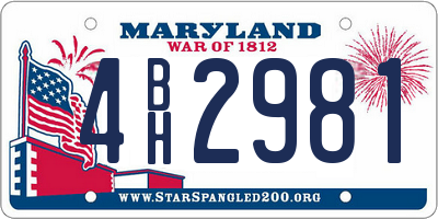 MD license plate 4BH2981