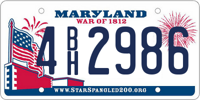 MD license plate 4BH2986
