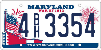 MD license plate 4BH3354