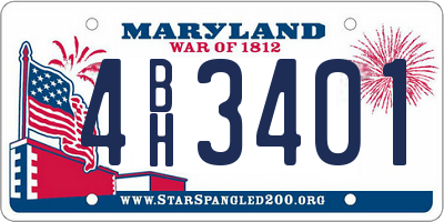 MD license plate 4BH3401