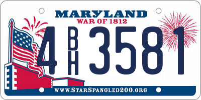 MD license plate 4BH3581