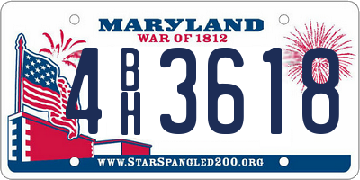 MD license plate 4BH3618