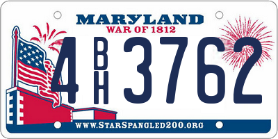 MD license plate 4BH3762