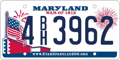 MD license plate 4BH3962