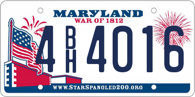 MD license plate 4BH4016