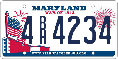 MD license plate 4BH4234