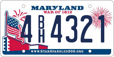 MD license plate 4BH4321