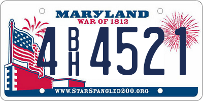 MD license plate 4BH4521