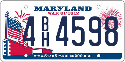 MD license plate 4BH4598