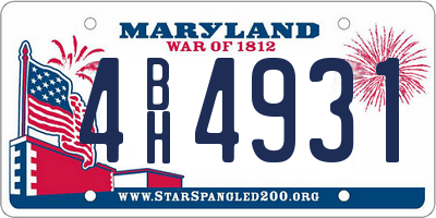 MD license plate 4BH4931