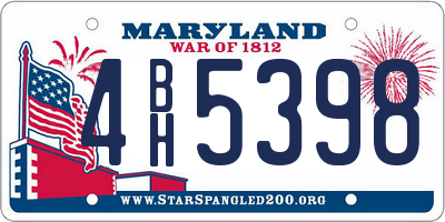 MD license plate 4BH5398