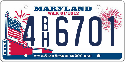 MD license plate 4BH6701