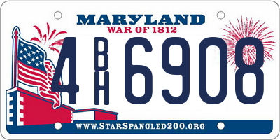 MD license plate 4BH6908