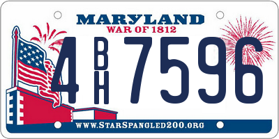 MD license plate 4BH7596