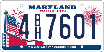 MD license plate 4BH7601
