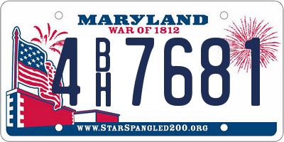 MD license plate 4BH7681
