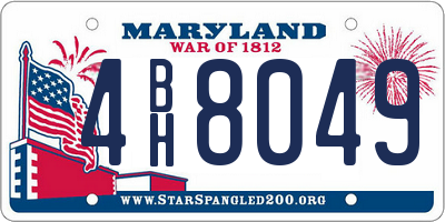 MD license plate 4BH8049