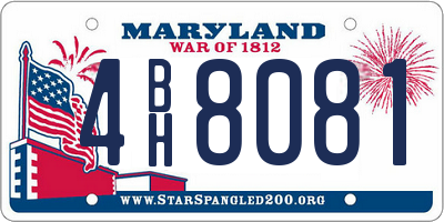 MD license plate 4BH8081