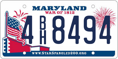 MD license plate 4BH8494