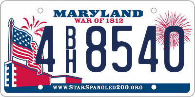 MD license plate 4BH8540