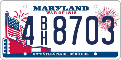 MD license plate 4BH8703
