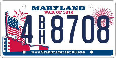 MD license plate 4BH8708