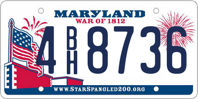 MD license plate 4BH8736