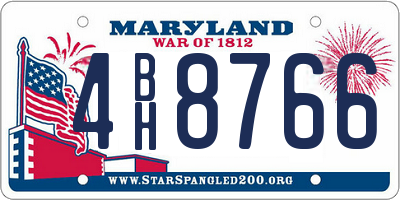 MD license plate 4BH8766
