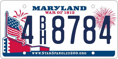 MD license plate 4BH8784