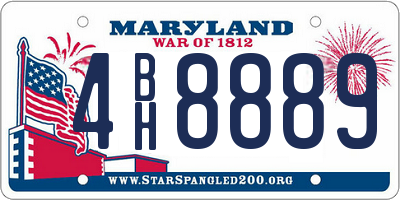 MD license plate 4BH8889