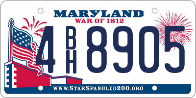 MD license plate 4BH8905