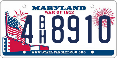 MD license plate 4BH8910