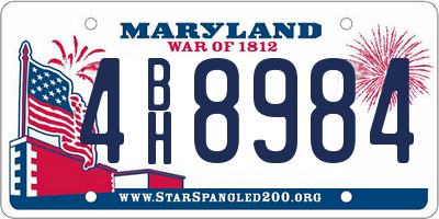 MD license plate 4BH8984