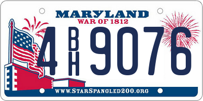 MD license plate 4BH9076