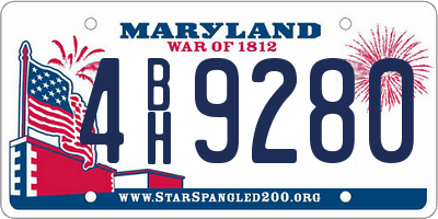 MD license plate 4BH9280