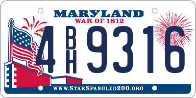 MD license plate 4BH9316