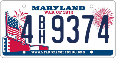 MD license plate 4BH9374
