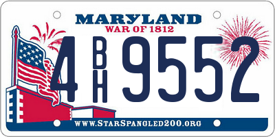 MD license plate 4BH9552