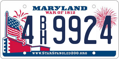MD license plate 4BH9924