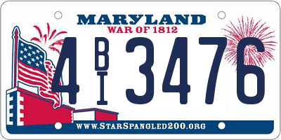 MD license plate 4BI3476
