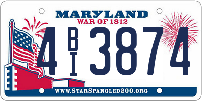 MD license plate 4BI3874