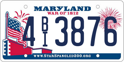 MD license plate 4BI3876