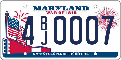 MD license plate 4BJ0007