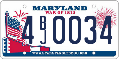 MD license plate 4BJ0034