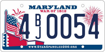 MD license plate 4BJ0054